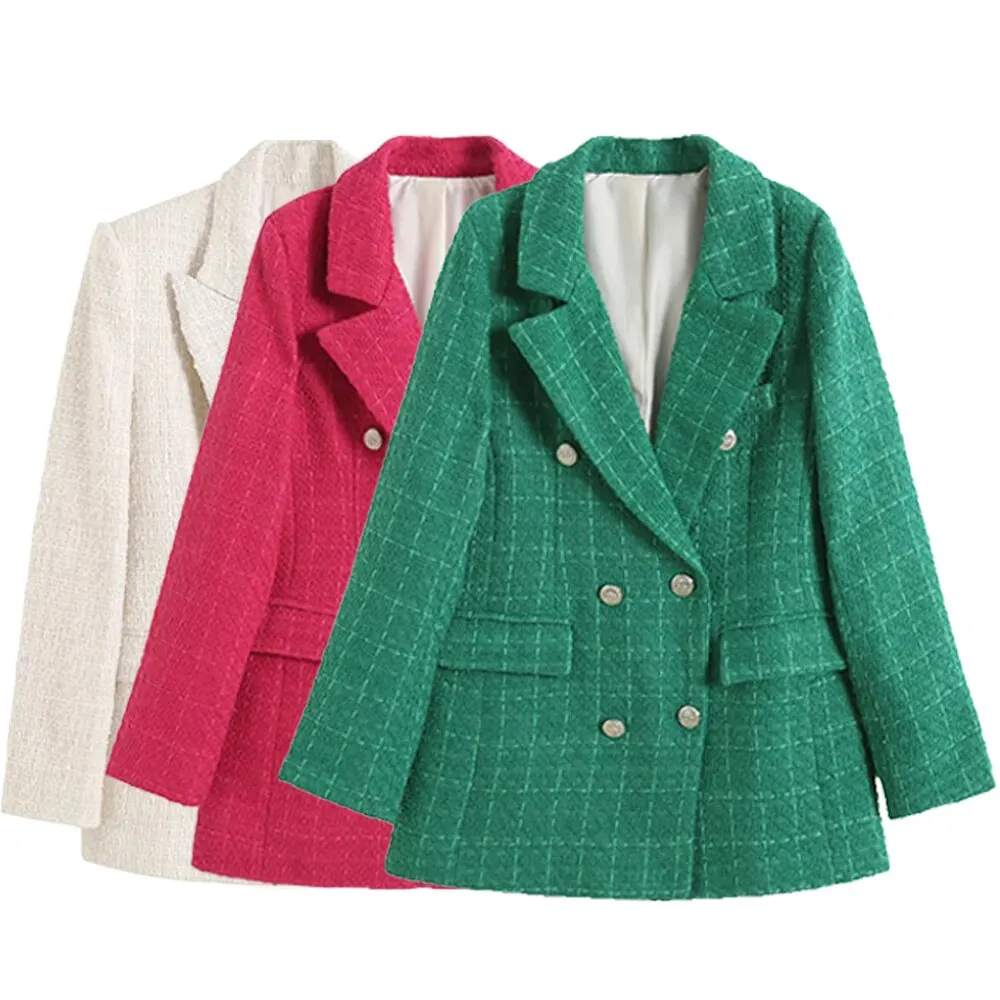 Modische strukturierte Damenanzugjacke für Herbst und Winter, lässige und bequeme Damenbekleidung