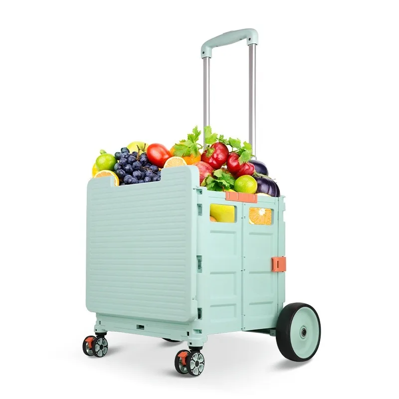 Versatile Factory-Grade Foldable Cart: Lightweight Plastic Luggage Trolley, Multi-Function Collapsible Design for Easy Transport