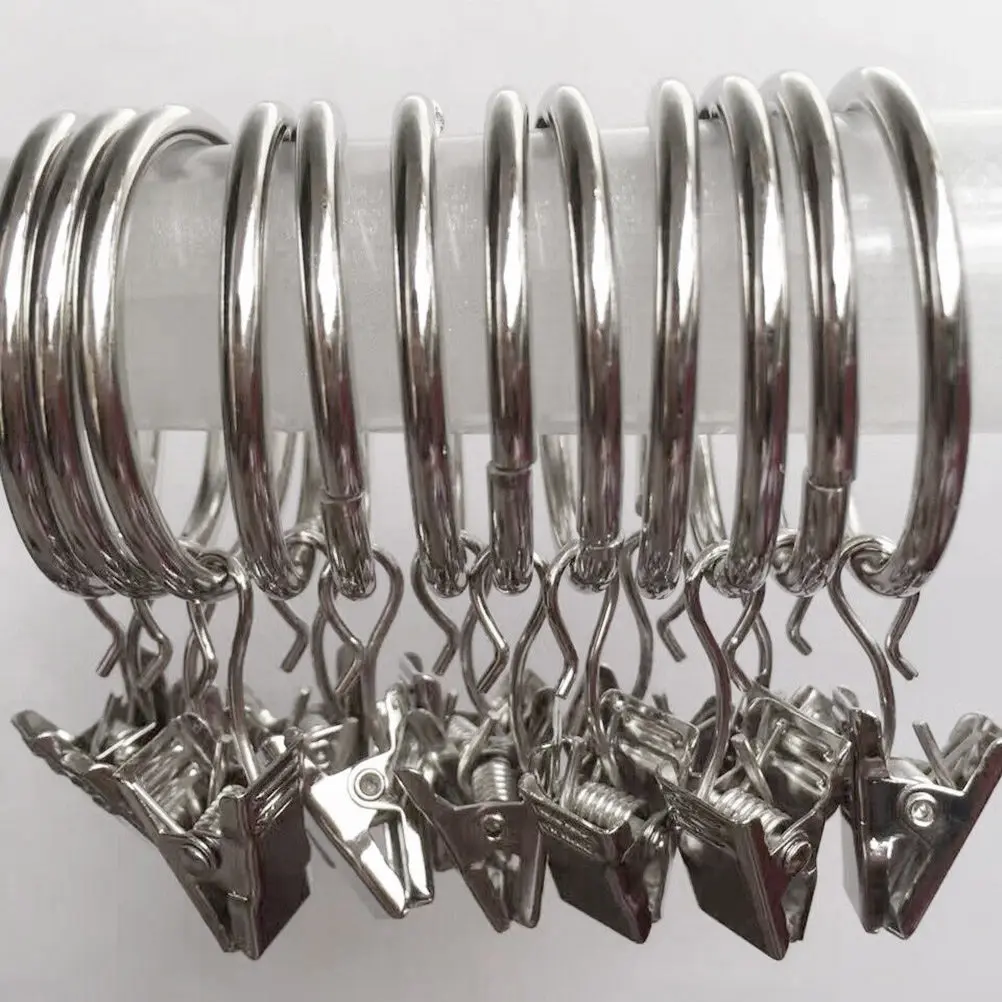 50Pcs Metal Curtain Clips Hooks Iron Silver Drapery Rings for Indoor Outdoor String Lights LED Photo Display Tent Party Camp