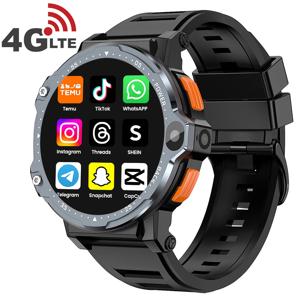 VALDUS 4G Sim Card Android Phone Mobile Smart Watch GPS WIFI Video Camera Men PG999 Round Smartwatch