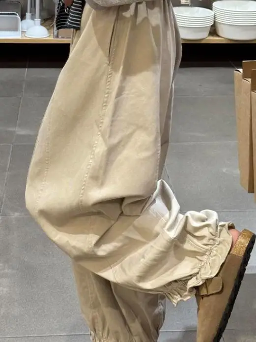 High Waist Wide Leg Pants Women's Loose Casual Ear Mushroom Pants Spring Summer New Style Nine Points Slimming Lantern Flower...
