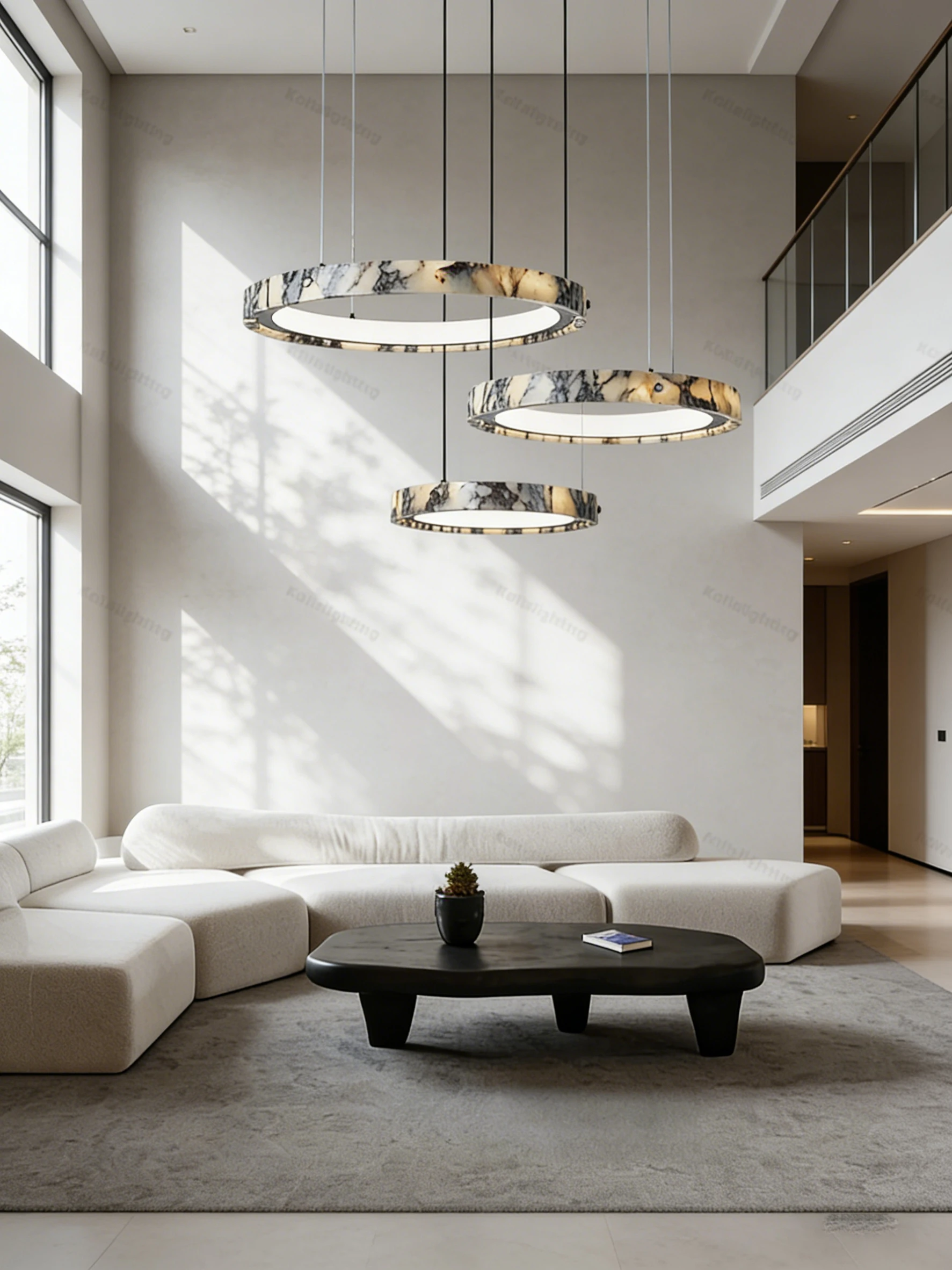 

REVEN Luxury Adjustable Chain Marble Chandelier New Luster Chrome Gold Modern Suspended Dimmable Ceiling Light for Villa Hotel