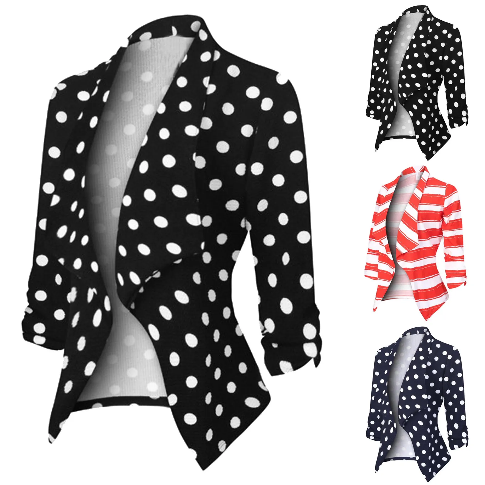 

Women Floral Print Blazers Coat Slim Cardigan Work Office Suit 3/4 Sleeve Jacket Formal Coat Autumn Winter Formal Blazer Femme