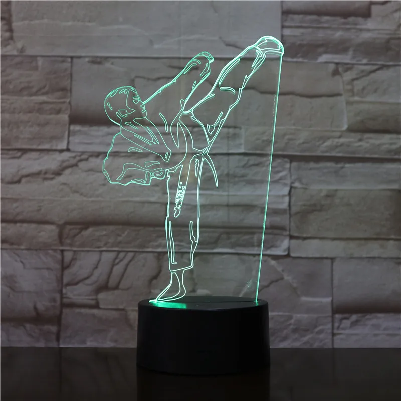 Karate Judo Tafellamp Usb Taekwondo Slaapkamer Verlichting Decor Kid Gift Kleuren Nacht Licht Creatief 3d Led Licht Gradiënt Visie