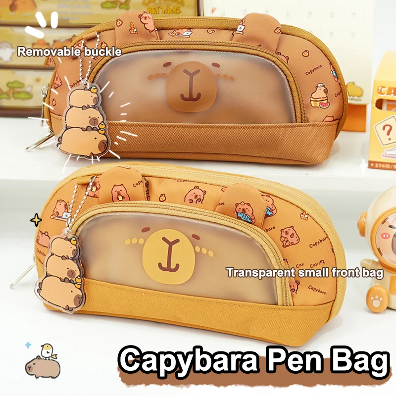 مقلمة شفافة حقيبة أمامية معلقة تزيين مقلمة سعة كبيرة متعددة الطبقات حقيبة أقلام رصاص ذات قيمة عالية حقيبة أقلام رصاص