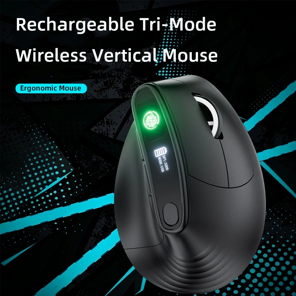 Wireless 2.4G Vertical Mouse Ergonomics Design Rechargeable RGB Breathing Light Macro Programmable Medium & Large Hands Mice