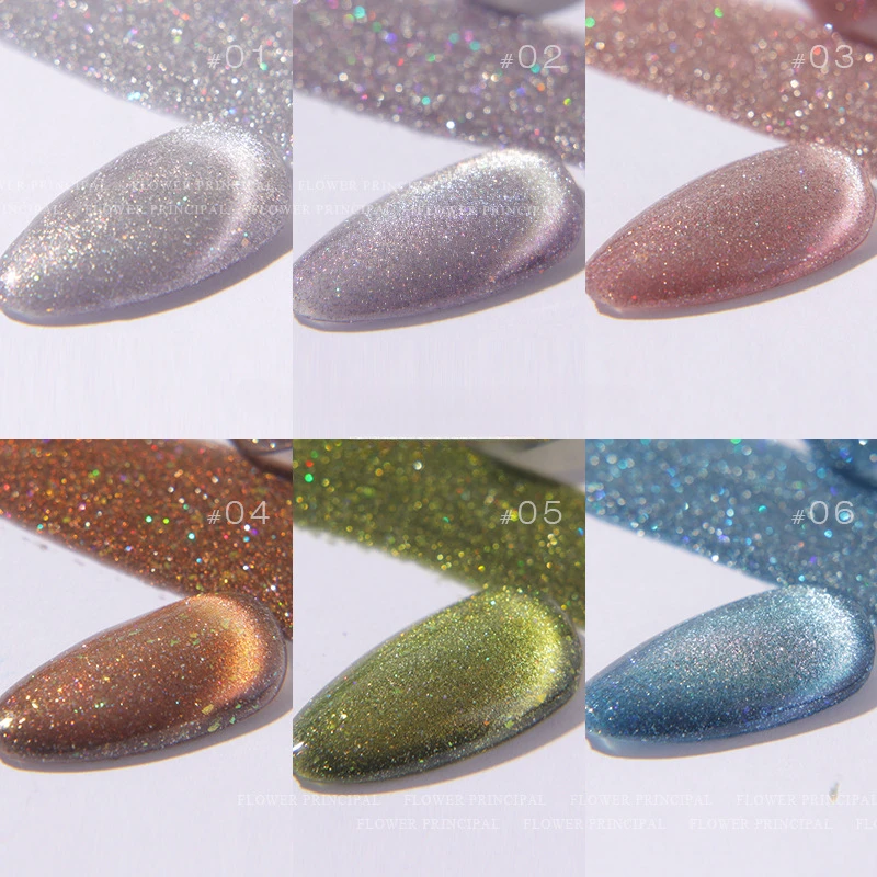 6 Color Glitter Cat Eye Nail Gel  Sliver Pink Purple Green Nail Art Vernis Semi Permanent Nail Accessories Gel Nail Polish