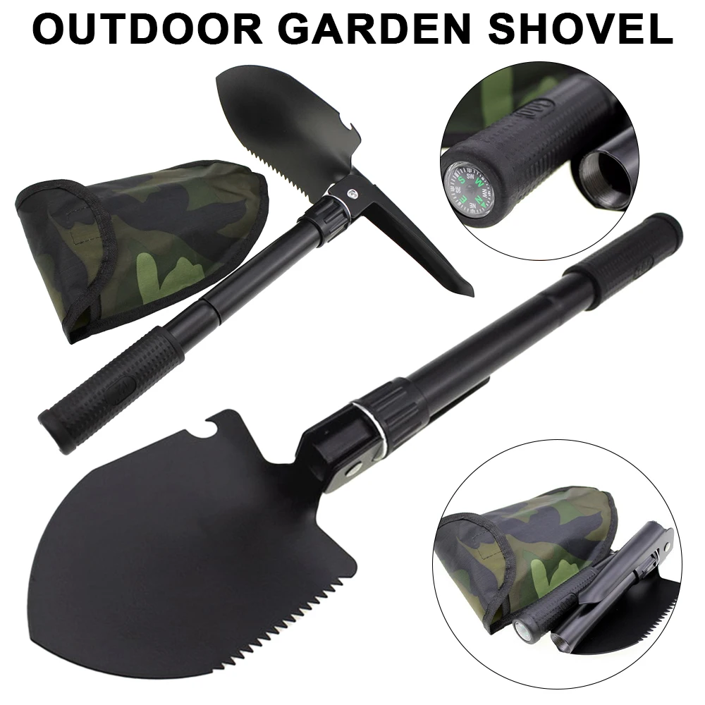 Outdoor Garden Shovel Kit Folding Camping Spade Portable Weeding Pick Emergency Garden Outdoor Garden Shovel Tool Multitool