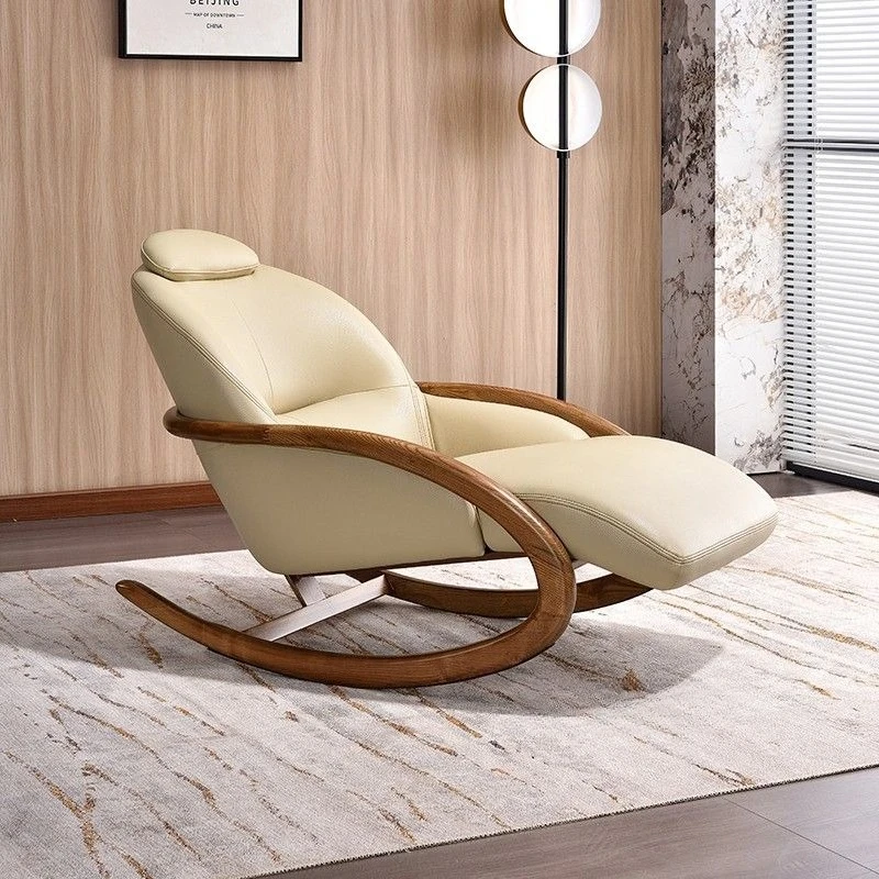 كرسي هزاز من الخشب الصلب الصيني الجديد، كرسي ترفيهي مصمم لغرفة المعيشة، كرسي أريكة فردي للشرفة