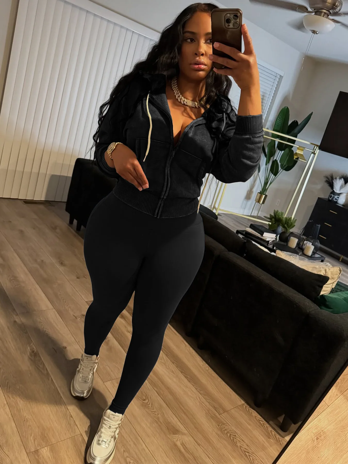 

Jogger Casual Hooded Suit Set Women's Long Sleeved Coat & Fitted Long Trousers Pants Outfits Autumn Ladies Two-Piece Set