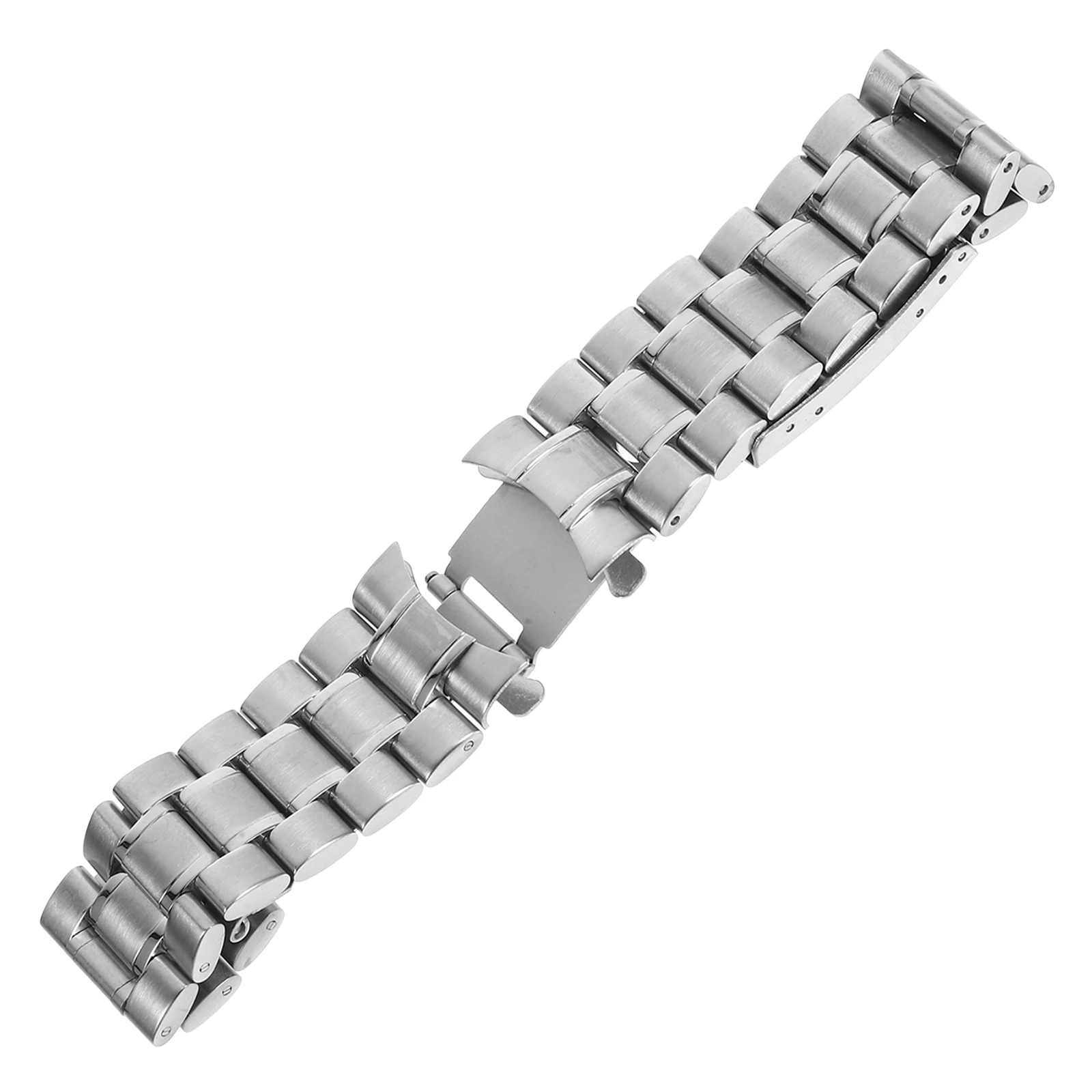 

4pcs 22mm Stainless Steel Watch Band Curved End Foldover Clasp Black 180mm 3 5mm Thickness Replacement Bracelet Spring Bars