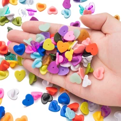 50pcs Heart Rubber Pin Back For DIY Brooch Tie Hat Uniform Badge Insignia Butterfly Clutch Holder Jewelry Making Supply Material