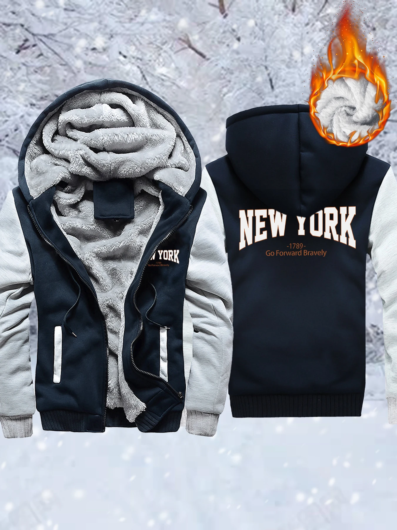 

New York Go Forward Bravely с принтами, мужские флисовые удобные куртки на молнии, мягкая верхняя одежда, зимняя утепленная одежда, теплая базовая одежда, Veste унисекс