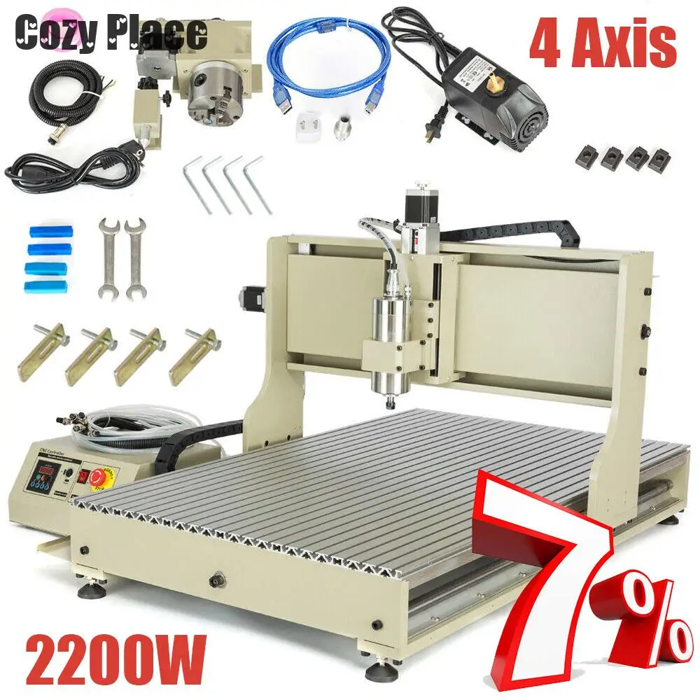 6090 4Axis USB CNC Router Engraver Equipments 2200W USB Metal Wood Engraving Milling Cutting Machine