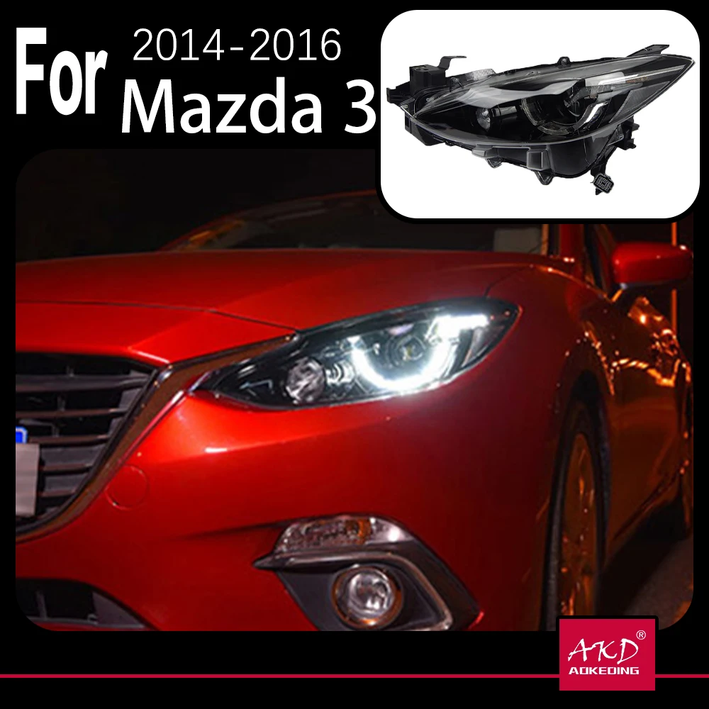 AKD Car Model for Mazda 3 Axela LED Headlight 2014-2016 New Mazda3 LED DRL Hid Head Lamp Angel Eye Bi Xenon Accessories