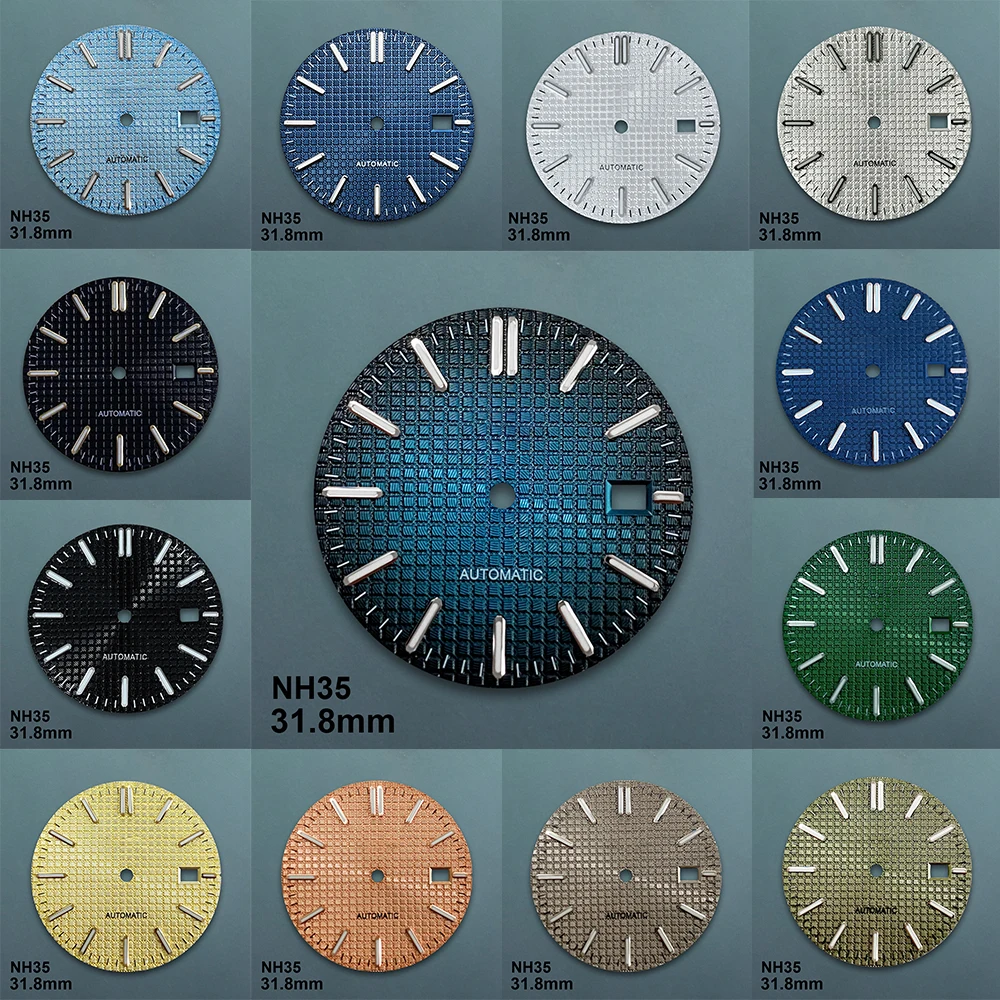 31.8mm S Logo Oak Dial Suitable For NH35/NH36 Automatic Movement Green Luminous High Quality Watch Modification Accessories