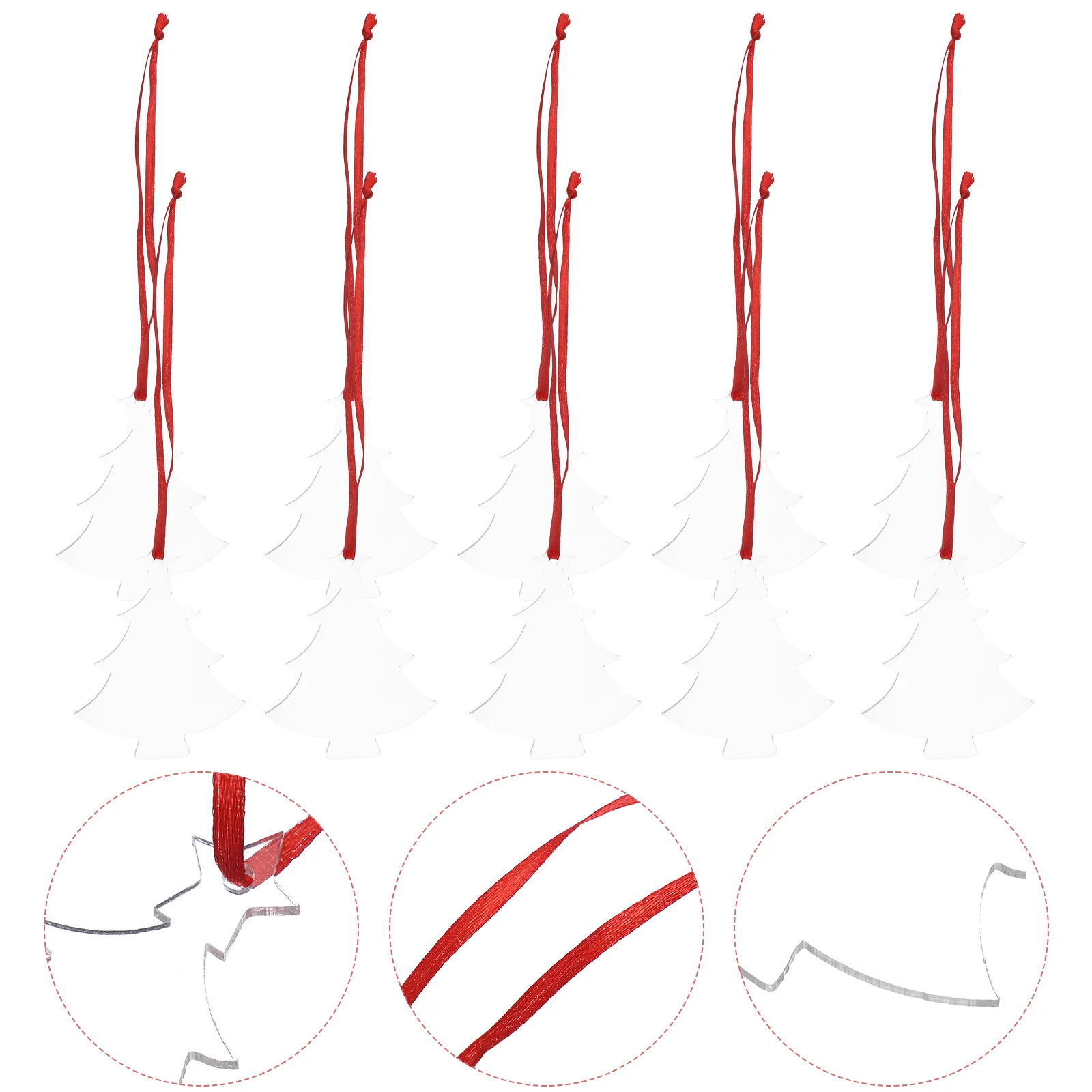 

10 Pcs Pendant Christmas Tree Blank Clear Ornaments Balls Diy Heat Transfer Pendants