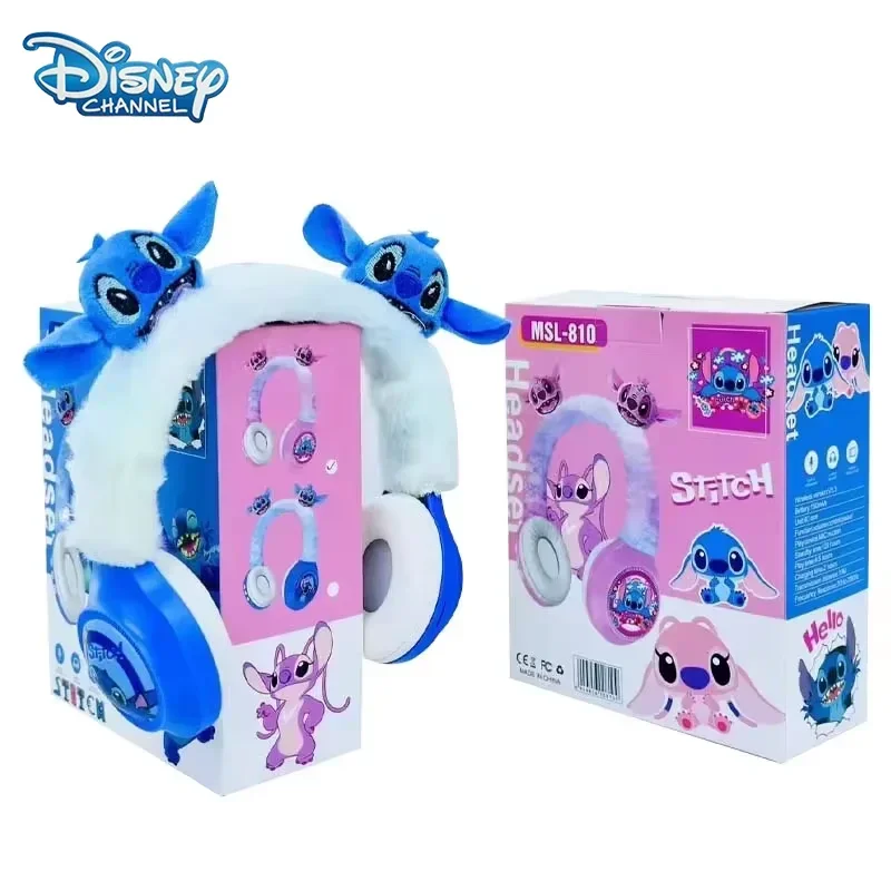 Auriculares Bluetooth Kawaii Disney Stitch, auriculares inalámbricos de felpa creativos con dibujos animados de Anime Stitch, regalos para festivales para niños