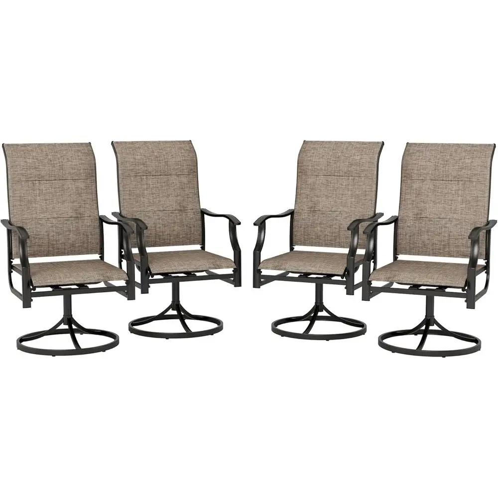 

Set of 4 High-Back Swivel Outdoor Dining Chairs with Padded Seats, All-Weather Textilene Mesh Fabric for Patio, Poolside, Balcon