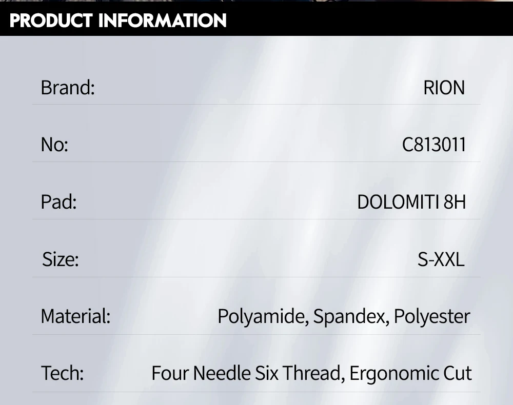 RION Herren Radsport-Trägerhose Mountainbike MTB Tights Polsterung Fahrrad-Trägerhosen Fahrradausrüstung Italienisches Dolomiti-Polster 8H Outdoor-Sport – Detail 2