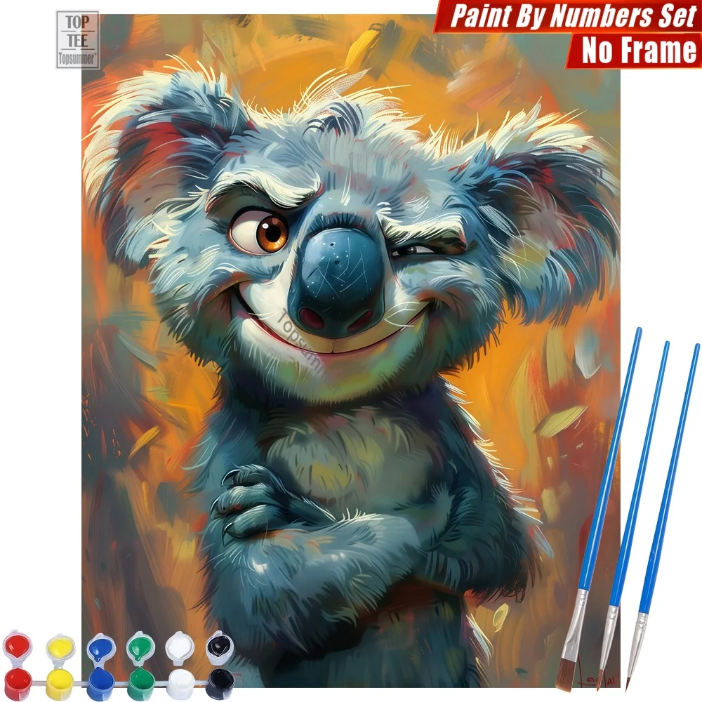 Divertido Set de Pintura por Números de Koala de Dibujos Animados - Koala Travieso de Dibujos Animados, Decoración para el Hogar, Regalo de Navidad para un Amigo