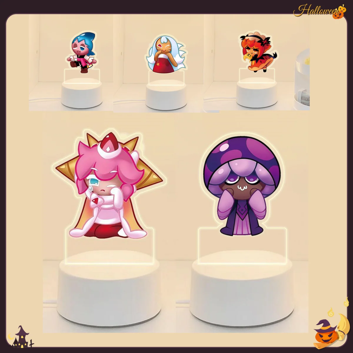 

Игровая акриловая лампа 15 см для Cookie Run Kingdom: Brave Cookie, Starlight Cookie, Monochrome Cookie – Цветная сенсорная настольная лампа с регулировкой яркости