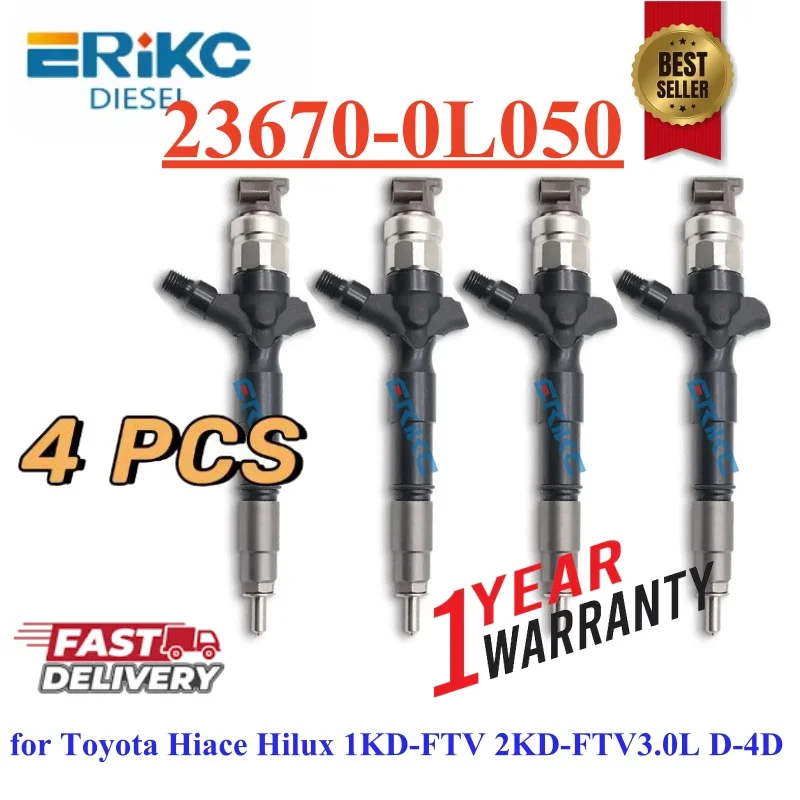 

4PC 23670-0L050 Diesel Injector 236700L050 Fuel Pump Sprayer For Toyota Hilux Hiace 1KD-FTV 2KDFTV 3.0L D-4D 23670 0L050