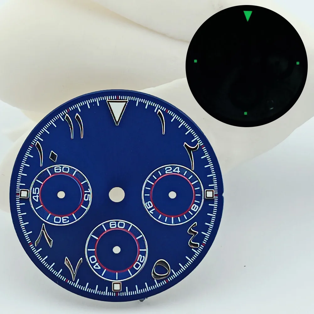 29mm Arab VK Series 63 watch dial Green luminous suitable for VK series 63 movement multi-function modified dial custom logo