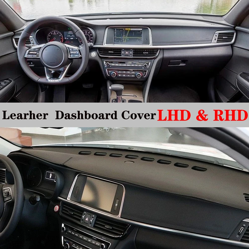 

Dashboard Dash Mat Cover PU Leather Pad Sunshade Anti-UV Protect Carpet Car Accessories For KIA Optima JF 2016 2017 2018 2019 K5