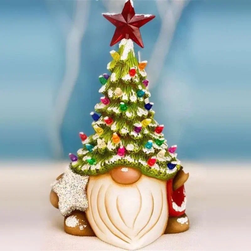 Christmas Decoration Resin Gnome Xmas Tree Figurines Statue Ornaments Creative Dwarf Miniatures Desktop Crafts