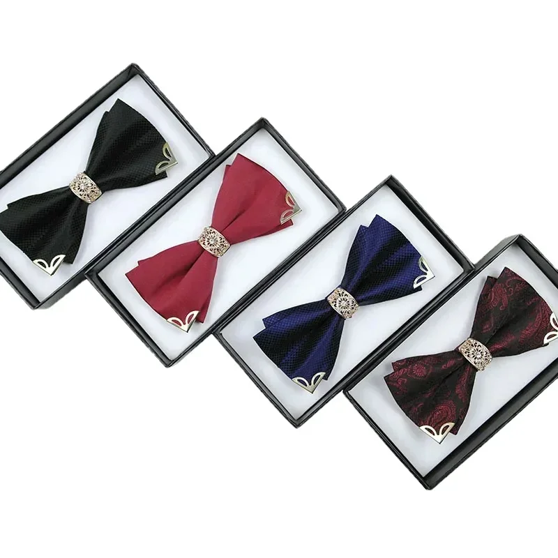 Business office formal new pattern bow knot for men's double-layer  suit bridegroom's British diamond inlaid bow tie