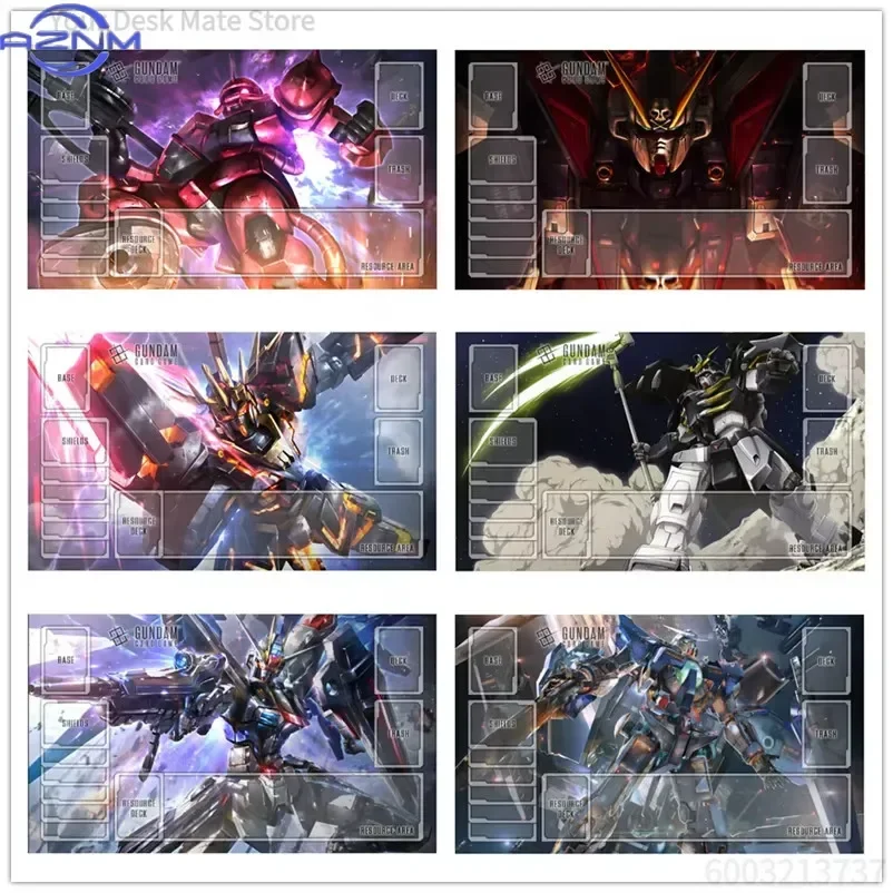Anime Mecha Robot TCG Game Large Mousepad, Rubber Base Extended Desk Mat, Non Slip Stitched Edge Pad for Card Gaming and Office