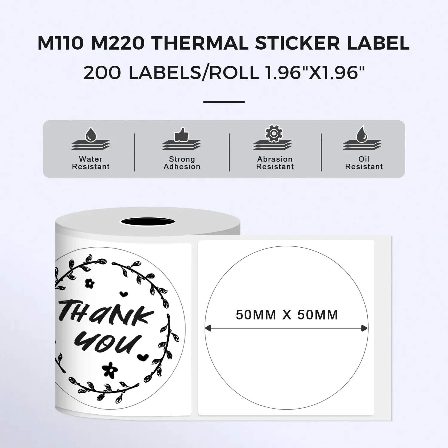 50x50mm 140PCS Sticker Labels Self-Adhesive Thermal Roll Paper Compatible For M110 M220 M200 E210 P50 Printers Logo Item Labels