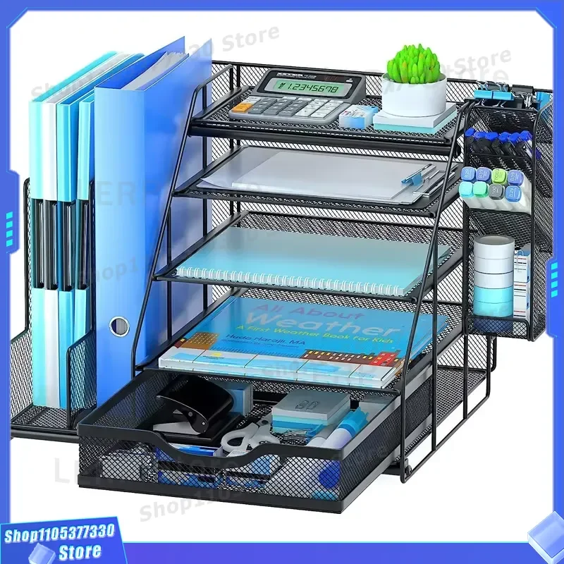 5 Tier Metal Desktop File Organizer Office Document Storage Rack Data Drawer Shelf for Home Business Wholesale New Arrival
