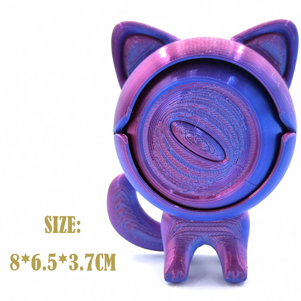 3D-geprint speelgoed Roll Kitten Cat Model Roterend Opnieuw georganiseerd Decompressie Kinderspeelgoed Ontspanning Desktop Decoratief cadeau Zakspeelgoed