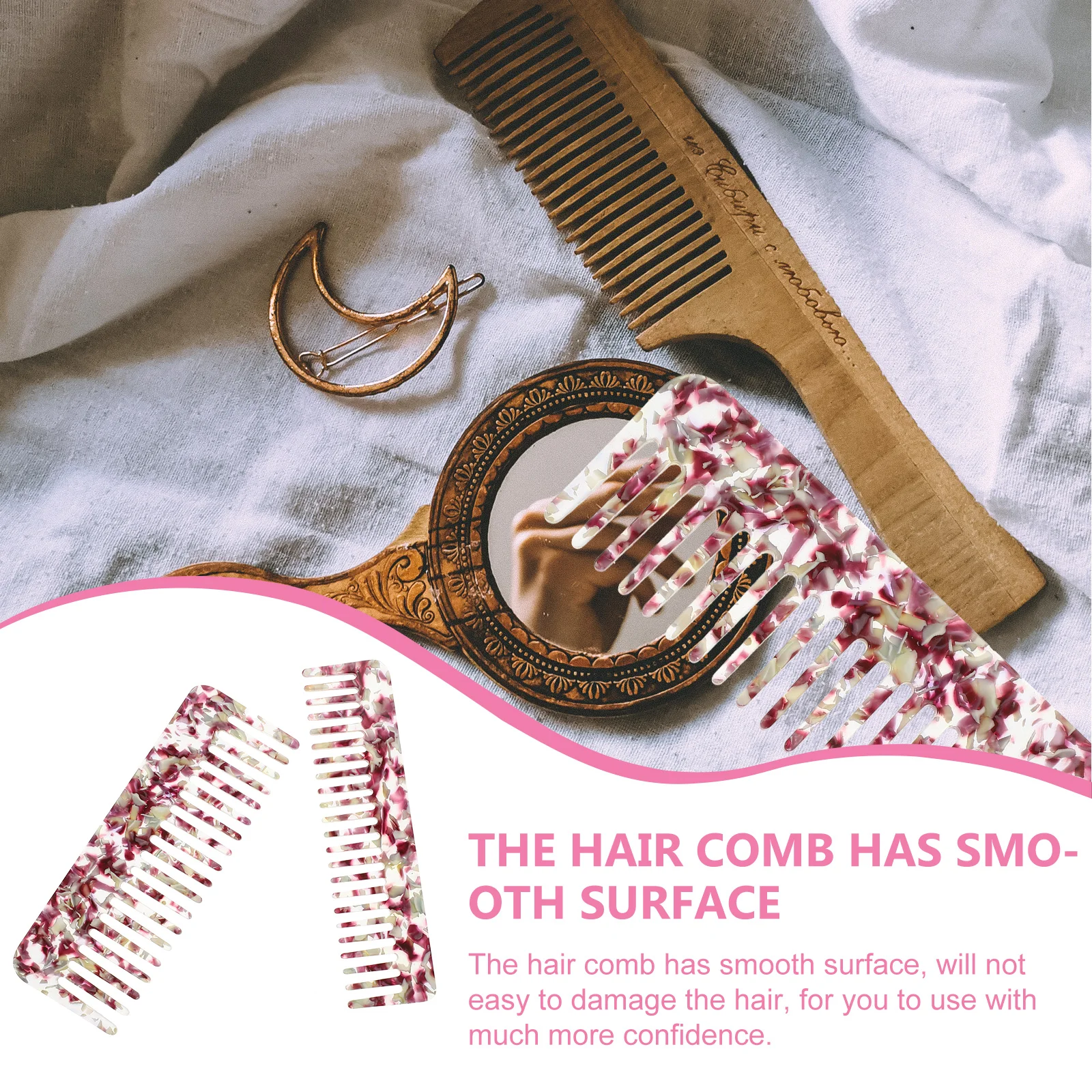 

2 шт., расчески для волос с мраморным узором и широкими зубьями, маленькие прочные расчески для распутывания волос для женщин и мужчин, релаксация кожи головы, аксессуары для дома и путешествий