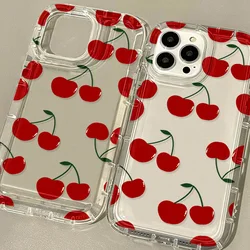 Etui Red Cherry do iPhone'a 13 Etui iPhone 15 11 12 13 14 Pro Max X XS XR 7 8 6 6s 14 15 Plus SE 2020 2022 Przezroczyste silikonowe etui