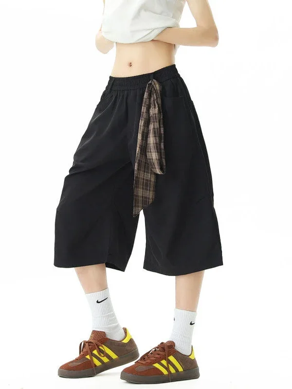 

Ice Silk Loose Straight Leg Seven-Foot Men's orts Summer Casual Knee-Length Trendy Polyester Fiber Youth Active Sle