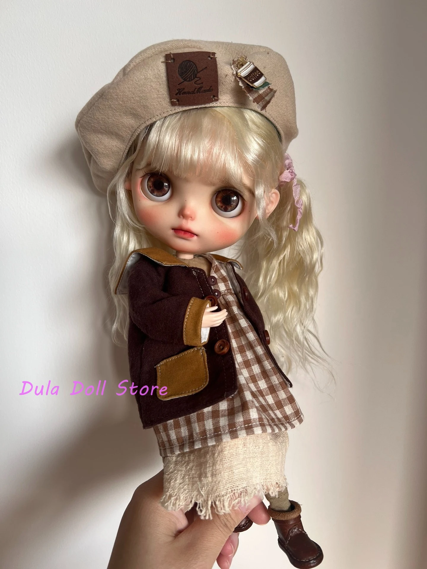 Dula Doll Costume Blythe 2025 Coffee-colored literary and simple baby suit for ob24 ob22 Diandian Azone 1/6 Bjd Doll Accessories