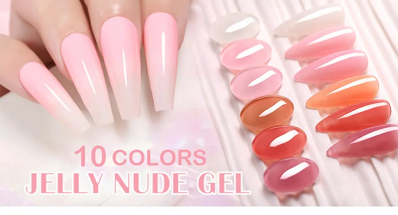 LILYCUTE 7 ml Jelly Nude Pink Peach Gel Nagellack Frühling Sommer Transparente Maniküre Soak Off UV Bunte Nail Art Gel Lack – Detail 1