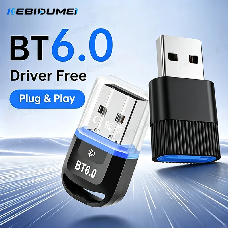 KEBIDUMEI USB Bluetooth 6.0 Adapter Transmitter Receiver for Wireless Keyboard Mouse Audio Wireless USB Adapter for PC Laptop