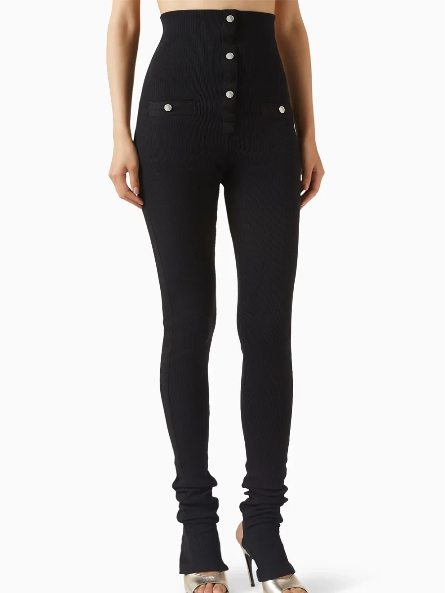 

2026 Women's Clothing Leggings, Tights, Metal Buckle, High Waist, Women's Fashion Skinny Pants, Y2K Style, New Fashion Trousers