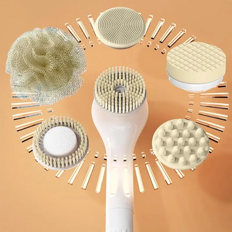 Electric Shower Brush Back Body Scrubber Facial Cleansing Bathing Cleaner Handle Exfoliator Bath Brushes For Showering