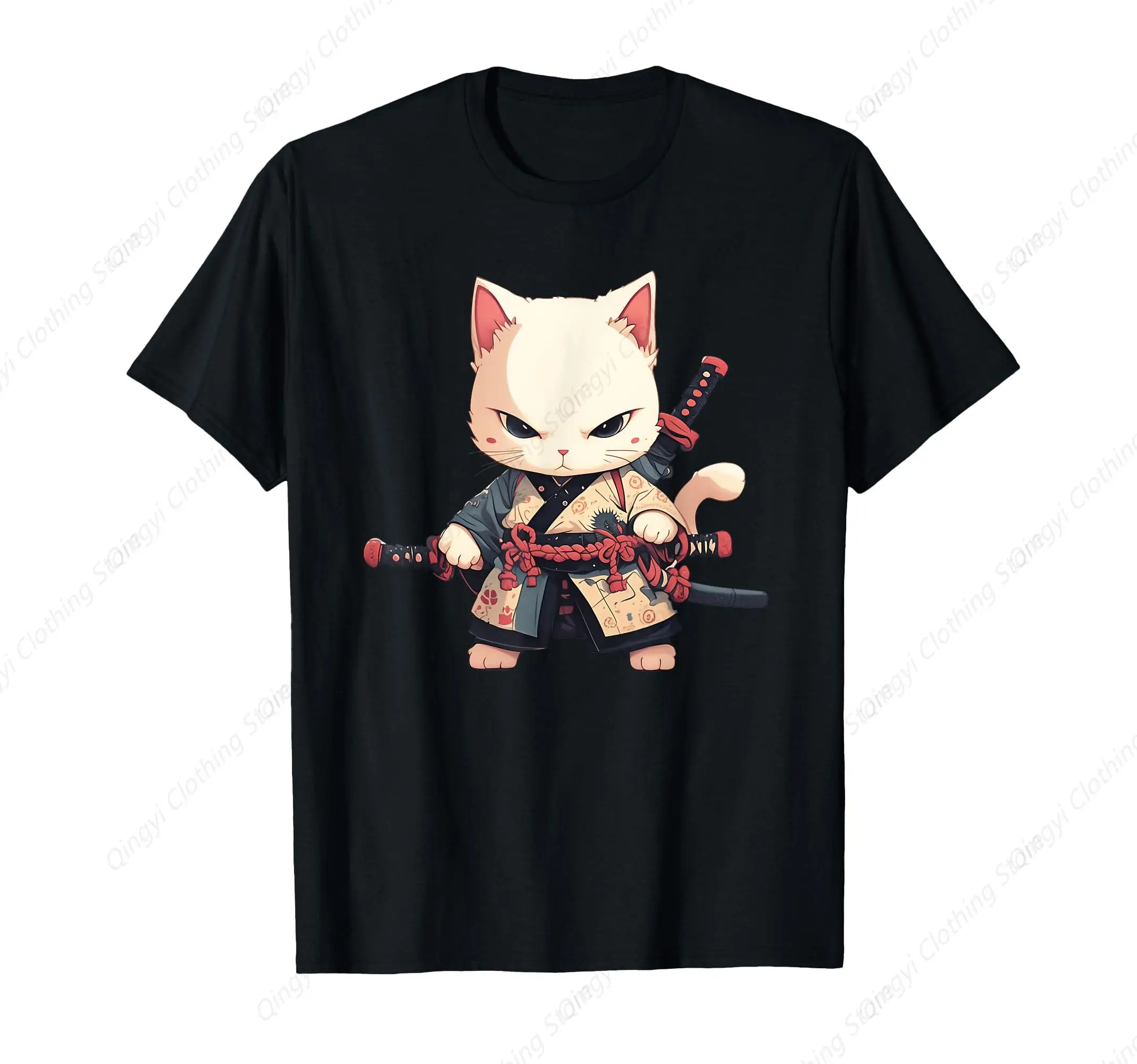 

Japanese Samurai Cat Kawaii Ninja Cat Men Women T-Shirt