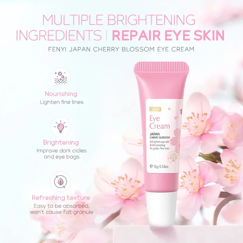 Sakura-Crème pour les yeux anti-cernes, élimine les poches sous les yeux, smo18ème, éclaircissante, hydratante, produits de soins pour la peau, 15ml