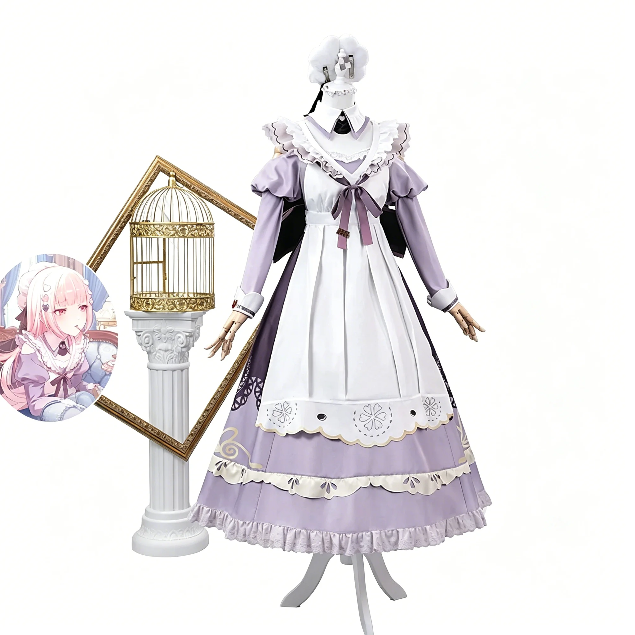 

Akiyama Mizuki Valentine Maid Project Sekai Colorful Stage Cosplay Costume Full Set for Women Halloween Comic Con Role Play