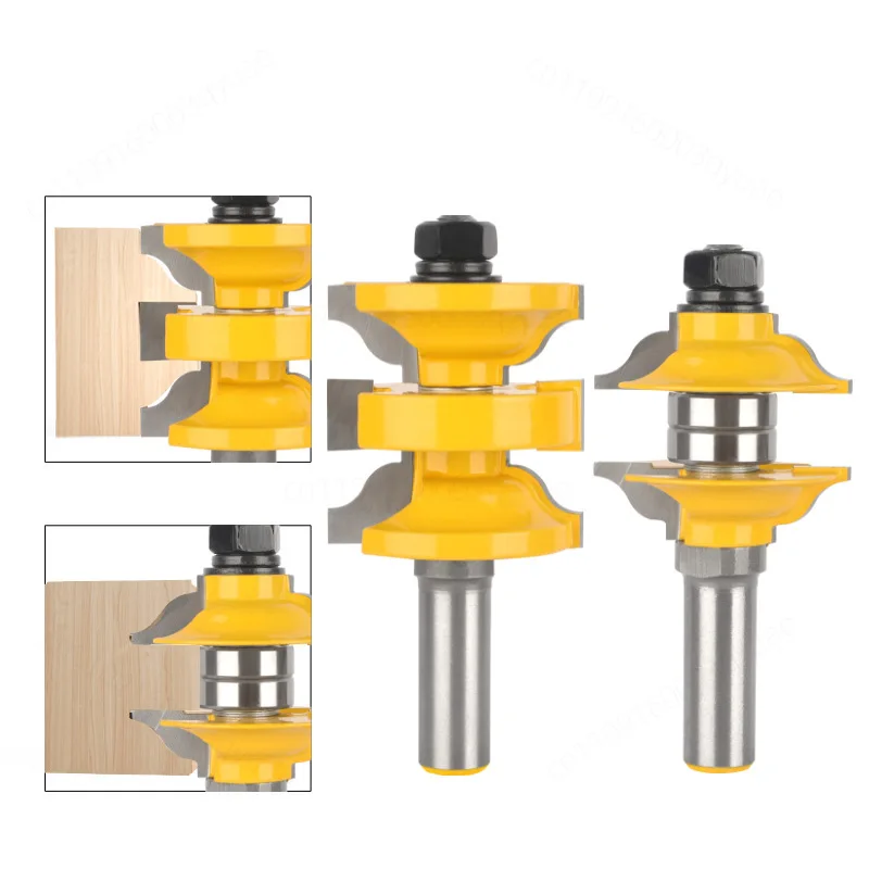 1/2  3-Piece Door Frame Router Bit Set Tenon Milling Cutters for Cabinet Door Frame Woodworking Carving Machine