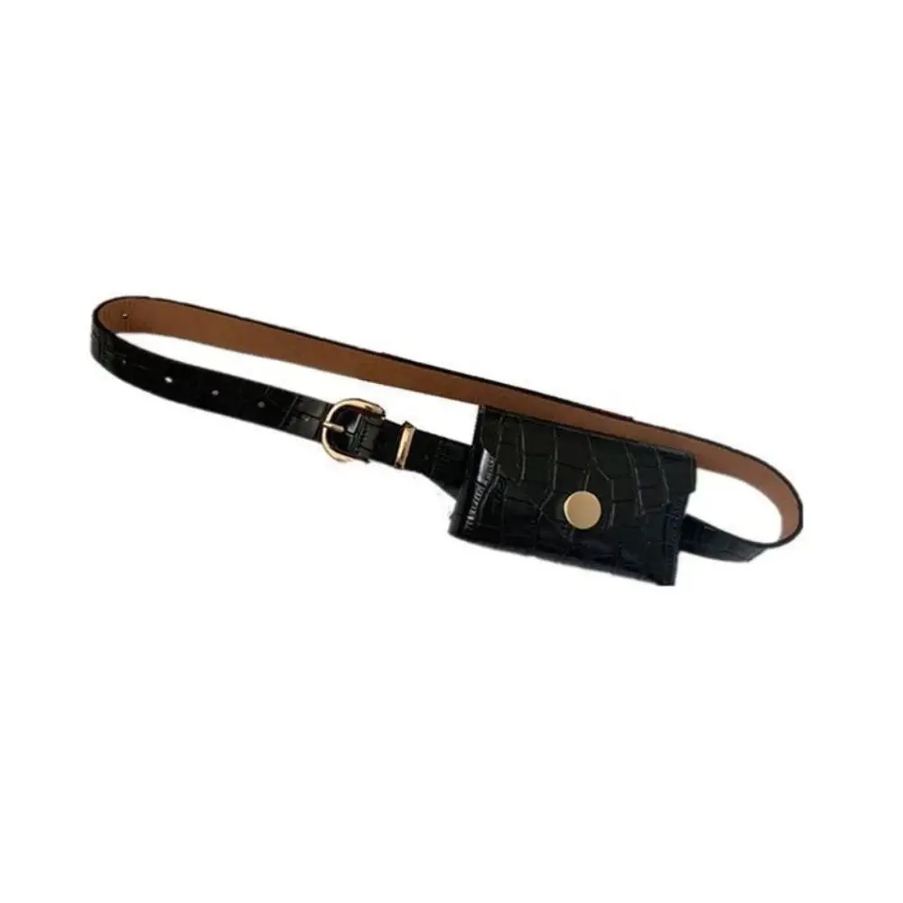 Portable Korean Style Women Waist Bag PU Solid Color Women Belt Bag Card Pocket Clutch Bag Small Card Bag Female