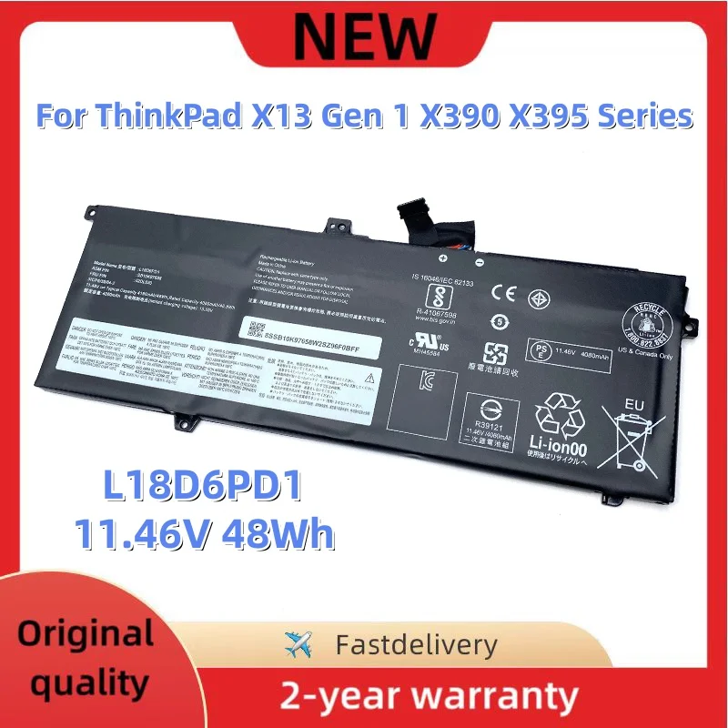 L18M6PD1 L18D6PD1 48wLaptop Battery For Lenovo ThinkPad X13 X390 X395 Series SB10K97655 SB10K97657 L18C6PD1 L18M6PD2 02DL017