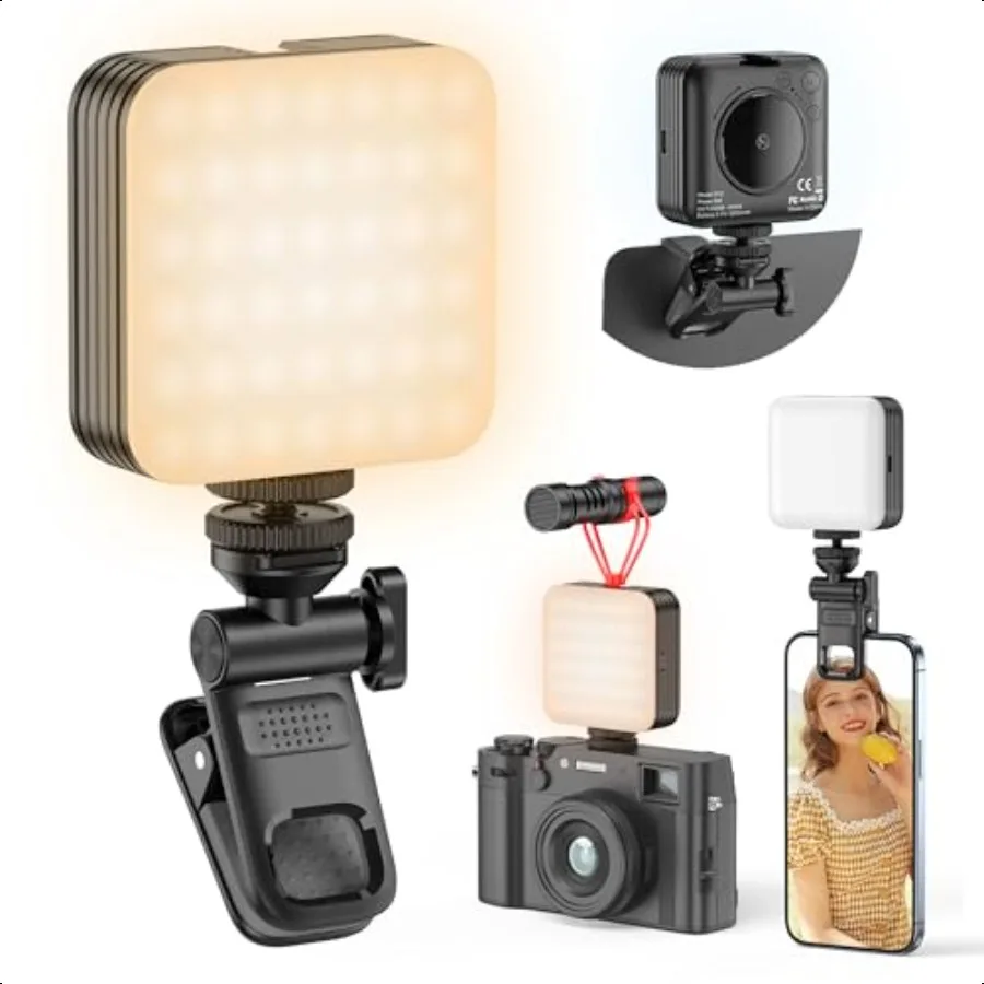 

80 LED Selfie Light with odes Portable Phone Light with Clip 1 4 in Screw Hole Rechargeable Clip Fill Video Conference Selfie P